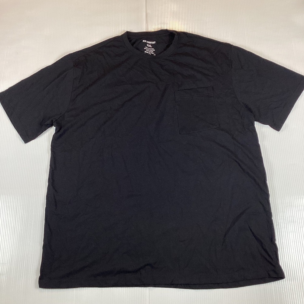 Real Essentials Mens T Shirt Size 3XL Short Sleeve Crew Neck Black Tiny Hole